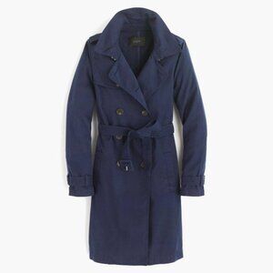 J.Crew Petite washed cotton trench coat Navy 10 P P10 10P E8252 2016